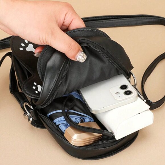 Skeleton Crossbody Bag Black White PU Leather NWT - Picture 4 of 4